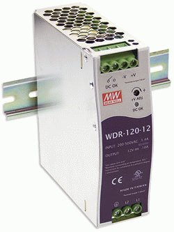 120W Zdroj na DIN lištu WDR-120-12 s prúdovým limitom, nabíjač